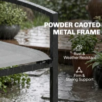 Outsunny Outdoor Garden Bench, 44 in Metal Patio Garden Park Bench with Breathable Mesh Fabric, 484 lb Load Capacity, Grey(m-6)