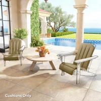 Outsunny Set of 2 Patio Chair Cushions, High Back Adirondack Chair Cushion with Ties, High-Density Foam, Beige(m-9)