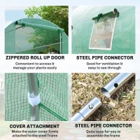 Outsunny 26' x 10' x 6.6' Walk-in Tunnel Hoop Greenhouse, PE Cover, Steel Frame, Roll-Up Zipper Door & 12 Mesh Windows for Flowers, Vegetables, Tropical Plants, Light Green(m-5)