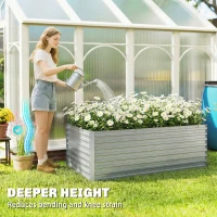 Outsunny Set of 2 Galvanised Raised Garden Bed, 6 x 3 x 2 ft Metal Garden Bed with Safe Edging, Silver(m-6)