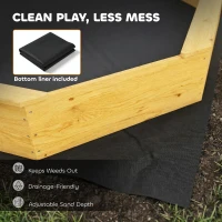 Qaba Wooden Sandbox with Large Canopy, Outdoor Sand Box with 4 Bench Seats, Bottom Liner for 8 Kids Aged 3-8, Yellow(m-7)