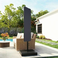 Outsunny Garden Parasol Cover, Outdoor Patio Umbrella Cover with Zipper, Dark Grey(m-7)