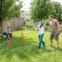 Soozier Soccer 5 Angles Adjustable Soccer Rebounder Net, Multi-Sport Training Bounce Back Net, Red(m-9)