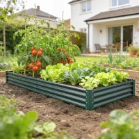 Outsunny 12 x 4 x 1ft Galvanized Raised Garden Bed, Reinforced Outdoor Planter Box with Open Bottom, Green(m-8)