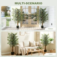 HOMCOM Artificial Tree, Fake Ficus Tree with Leaves, Faux Plant in Nursery Pot for Indoor Decoration(m-5)