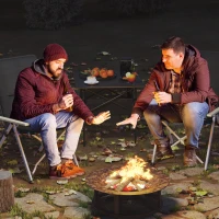 Outsunny Camping Chairs 2 Pack, Portable Folding Camp Chair with Padded Seat and Bag, Outdoor High Back Recliner, Black(m-1)