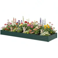 Outsunny 12 x 4 x 1ft Galvanized Raised Garden Bed, Reinforced Outdoor Planter Box with Open Bottom, Green(m-2)