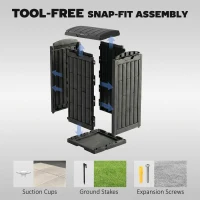 Outsunny 29 Gallon Outdoor Garbage Bin with Dual Lid, Plastic Outdoor Waste Trash Can with Side Holder and Drip Tray, Black(m-10)