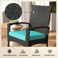 Outsunny Outdoor Rocking Chair, Patio Wicker Chair Removable Cushion, High Back and Armrests for Porch Balcony, Turquoise(m-4)