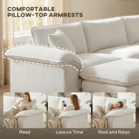 HOMCOM Sectional Sofa, L Shaped Couch with Deep Seat, Movable Ottoman and Pillow-top Armrests, Beige(m-5)