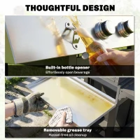 Outsunny 3 Burner Propane Gas Grill with Side Burner, 36,000 BTU BBQ Grill with Cast Iron Grates, Wheels, Warming Rack, Cabinet(m-10)