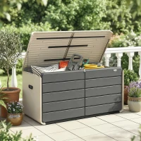 Outsunny Outdoor Storage Box with Lockable Lid, HDPE Garden Deck Box with Wheels 757 L(m-10)