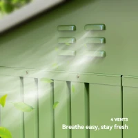 Outsunny 6.5' x 4'  Outdoor Storage Shed, Metal Garden Shed with Lockable Double Doors, 4 Vents, Light Green(m-6)