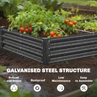 Outsunny 12 x 4 x 1ft Galvanized Raised Garden Bed, Reinforced Outdoor Planter Box with Open Bottom, Dark Grey(m-5)