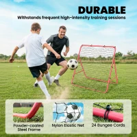 Soozier Soccer 5 Angles Adjustable Soccer Rebounder Net, Multi-Sport Training Bounce Back Net, Red(m-5)