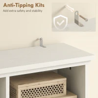 HOMCOM Hall Tree with Bench and Shoe Storage, Entryway Bench with Coat Rack, 12 Shelves, 2 Cabinets, 5 Hooks, White Wood Grain(m-7)