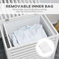 HOMCOM Laundry Basket, Laundry Hamper with Removable Liner Bag, 55L, White(m-5)