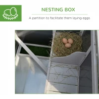 PawHut 63" Chicken Coop Wooden Hen House Rabbit Hutch Poultry Cage Pen Outdoor Backyard with Nesting Box and Run Small Animal Cage PC Roof Grey(m-6)