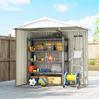 Outsunny 6.5' x 4'  Outdoor Storage Shed, Metal Garden Shed with Lockable Double Doors, 4 Vents, Dark Grey(m-9)