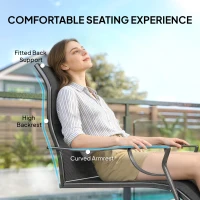 Outsunny C Spring Motion Patio Chairs Set of 2 with Curved High Backrest, Armrest, All Weather Breathable Fabric, Metal Frame(m-5)