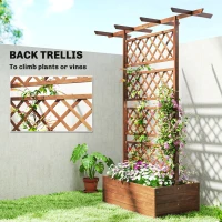 Outsunny Wooden Trellis Planter Box, Raised Garden Bed to Grow Vegetables, Herbs and Flowers(m-4)