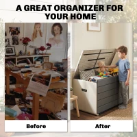 Outsunny Outdoor Storage Box with Lockable Lid, HDPE Garden Deck Box with Wheels 757 L(m-4)