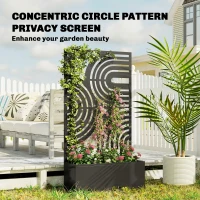 Outsunny Metal Planter Box with Trellis, 44.5" Raised Garden Bed with Trellis Privacy Screen for Climbing Plants(m-6)