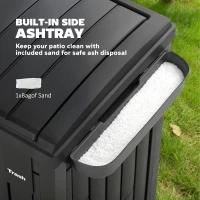 Outsunny 29 Gallon Outdoor Garbage Bin with Dual Lid, Plastic Outdoor Waste Trash Can with Side Holder and Drip Tray, Black(m-6)