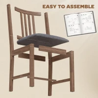 HOMCOM Set of 4 Dining Chairs, Upholstered Dining Room Chairs with Rubberwood Legs and Slat Backrest for Kitchen, Gray(m-8)