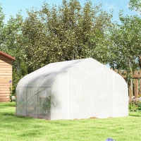 Outsunny 15'x10'x7' Greenhouse Gardening Planting Shed White(m-10)