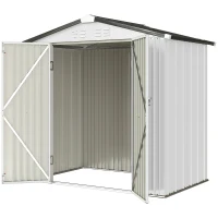Outsunny 6.5' x 4'  Outdoor Storage Shed, Metal Garden Shed with Lockable Double Doors, 4 Vents, Silver-White(m-2)