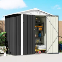 Outsunny 6.5' x 4'  Outdoor Storage Shed, Metal Garden Shed with Lockable Double Doors, 4 Vents, Dark Grey(m-10)