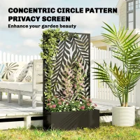 Outsunny Metal Planter Box with Trellis, 44.5" Raised Garden Bed with Trellis Privacy Screen for Climbing Plants(m-6)