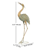 Outsunny Heron Garden Statue, Standing Lawn Ornament for Lawn Patio Backyard Decoration, 15.3"W x 6.7"D x 35.4"H Mixed Colour(m-3)