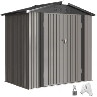 Outsunny 6.5' x 4'  Outdoor Storage Shed, Metal Garden Shed with Lockable Double Doors, 4 Vents, Light Grey(m-11)