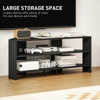 HOMCOM Corner TV Stand, Modern TV Table with 2 Open Shelves for 47 Inch TV, Entertainment Center for Living Room, Black(m-5)