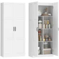 HOMCOM Farmhouse Pantry Cabinet, 71" Tall Kitchen Pantry Storage Cabinet with Soft-Close Hinges, Adjustable Shelves, White(m-11)