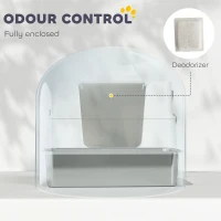 PawHut XL Stainless Steel Litter Box with Lid, Extra Large Covered Cat Litter Box for Indoor Kittens with Filp Top, Scoop(m-7)