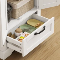 HOMCOM 71" Pantry Cabinet, Kitchen Storage Cabinet with Adjustable Shelves, Barn Doors and Drawer for Dining Room, White(m-9)