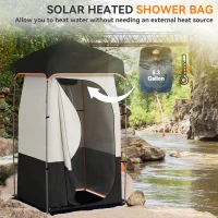 Outsunny Camping Shower Tent, Portable Privacy Shelter with Solar Shower Bag, Removable Floor and Carrying Bag, Black(m-4)
