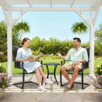 Outsunny C Spring Motion Patio Chairs Set of 2 with Curved High Backrest, Armrest, All Weather Breathable Fabric, Metal Frame(m-10)