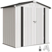 Outsunny 6.5' x 4'  Outdoor Storage Shed, Metal Garden Shed with Lockable Double Doors, 4 Vents, Silver-White(m-11)