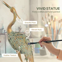 Outsunny Heron Garden Statue, Standing Lawn Ornament for Lawn Patio Backyard Decoration, 15.3"W x 6.7"D x 35.4"H Mixed Colour(m-4)