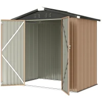Outsunny 6.5' x 4'  Outdoor Storage Shed, Metal Garden Shed with Lockable Double Doors, 4 Vents, Brown(m-2)