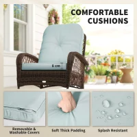 Outsunny Outdoor Wicker Rattan Rocking Chair Patio Rocker with Thick Cushions for Garden Backyard Porch, Light Green(m-6)