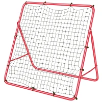 Soozier Soccer 5 Angles Adjustable Soccer Rebounder Net, Multi-Sport Training Bounce Back Net, Red(m-2)