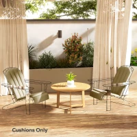 Outsunny Set of 2 Patio Chair Cushions, High Back Adirondack Chair Cushion with Ties, High-Density Foam, Beige(m-8)