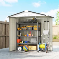 Outsunny 6.5' x 4'  Outdoor Storage Shed, Metal Garden Shed with Lockable Double Doors, 4 Vents, Silver-White(m-9)