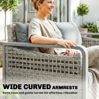 Outsunny Rattan Wicker Sofa 3-Seater Outdoor Couch with Cushions for Patio Garden Grey(m-5)