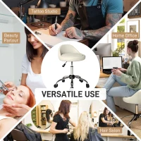 HOMCOM Salon Stool, Adjustable Rolling Stool, White(m-7)